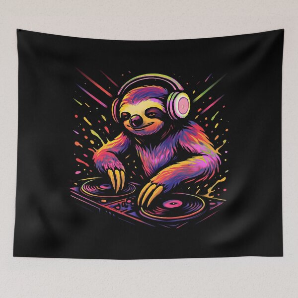 Item preview, Colorful DJ Sloth Music Lover Funny Animal Turntable designed and sold by Genius Geek.