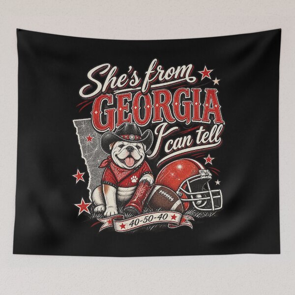 Item preview, She Is From Georgia I Can Tell Bulldog Cowboy Football Design designed and sold by PaulaRyan1.