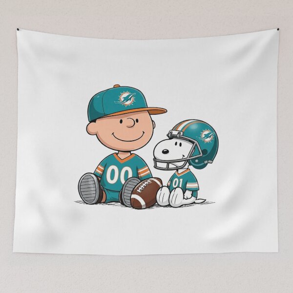 Item preview, Snoopy And Charlie Brown Miami Dolphins Football Fan designed and sold by DamianRoy88.