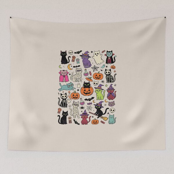 Item preview, Halloween Cats Pattern - Spooky Cute Black Cats designed and sold by dudelinart.