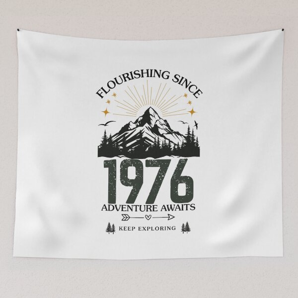 Item preview, 1976 Flourishing Since Mountain Adventure Birthday Design designed and sold by FlareCraftStudio.