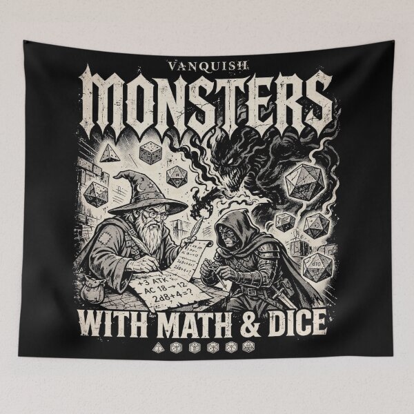 Item preview, Vanquish Monsters With Math And Dice Tabletop Art Funny TTRPG Meme designed and sold by Yellowriversss.