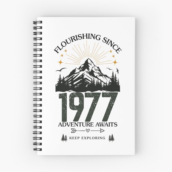 Item preview, 1977 Flourishing Since Mountain Adventure Birthday Design designed and sold by FlareCraftStudio.