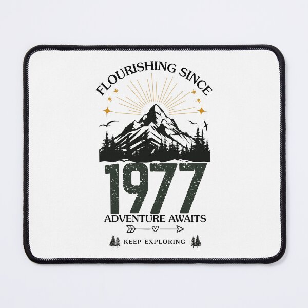 Item preview, 1977 Flourishing Since Mountain Adventure Birthday Design designed and sold by FlareCraftStudio.