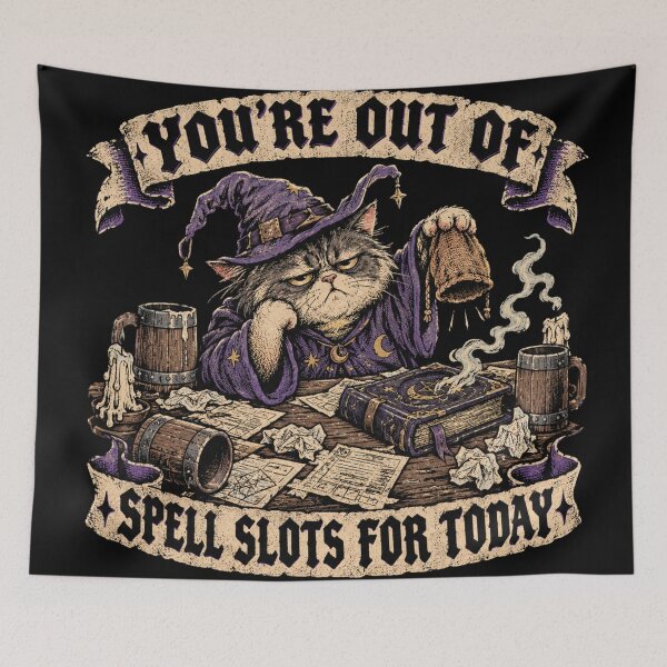 Item preview, Cranky Wizard Cat Out Of Spell Slots Tavern Art TTRPG Meme designed and sold by Yellowriversss.