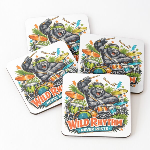 Item preview, Wild Rhythm Gorilla Drummer Jungle Music Retro Art Design designed and sold by inkoutninja.