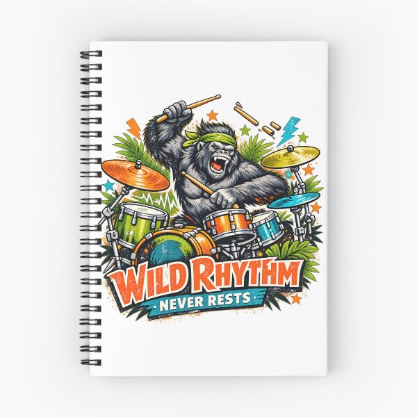 Item preview, Wild Rhythm Gorilla Drummer Jungle Music Retro Art Design designed and sold by inkoutninja.