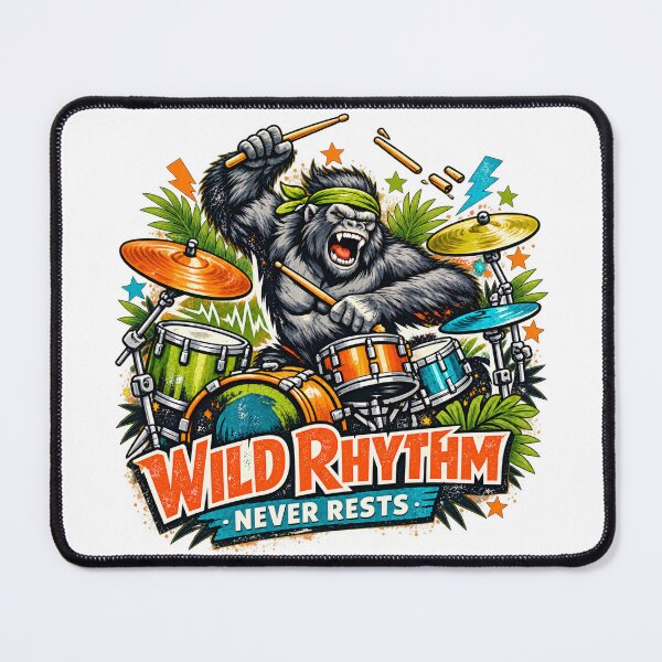 Item preview, Wild Rhythm Gorilla Drummer Jungle Music Retro Art Design designed and sold by inkoutninja.