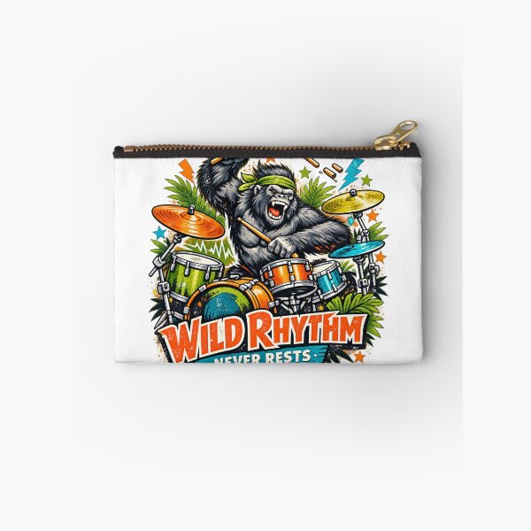 Item preview, Wild Rhythm Gorilla Drummer Jungle Music Retro Art Design designed and sold by inkoutninja.