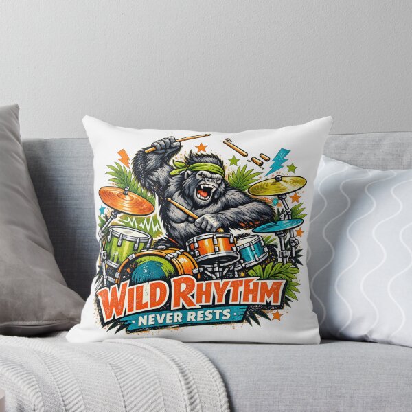 Item preview, Wild Rhythm Gorilla Drummer Jungle Music Retro Art Design designed and sold by inkoutninja.