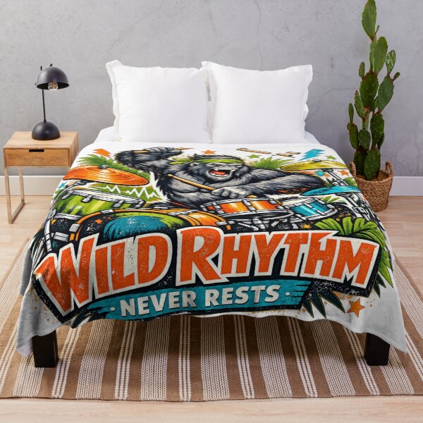 Item preview, Wild Rhythm Gorilla Drummer Jungle Music Retro Art Design designed and sold by inkoutninja.
