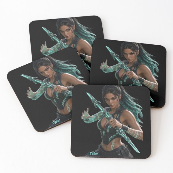 Item preview, Cyber Hunter Queen - Neon Mint Anime Warrior Girl designed and sold by EvolutionMerch.
