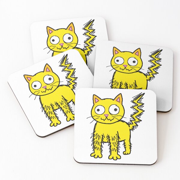 Item preview, Funny Crazy Electric Yellow Cat designed and sold by seven things shop.