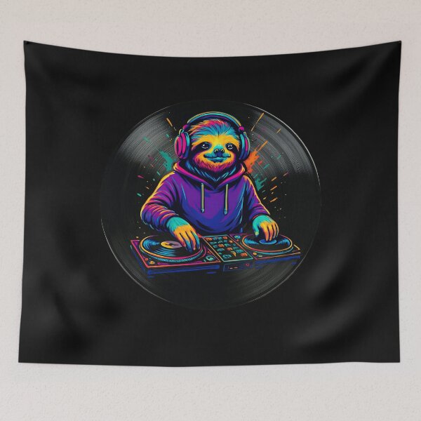 Item preview, Colorful Vinyl DJ Sloth Music Lover Funny Animal Turntable designed and sold by Genius Geek.