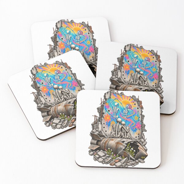 Item preview, Skeleton Couple Watching a Sunrise Mural designed and sold by Qenlo.