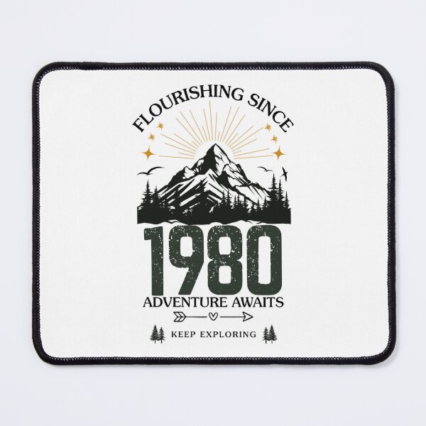 Item preview, 1980 Flourishing Since Mountain Adventure Birthday Design designed and sold by FlareCraftStudio.
