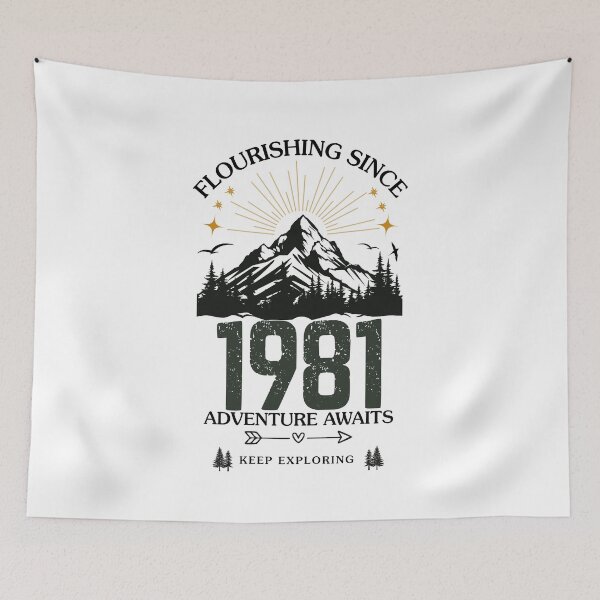 Item preview, 1981 Flourishing Since Mountain Adventure Birthday Design designed and sold by FlareCraftStudio.