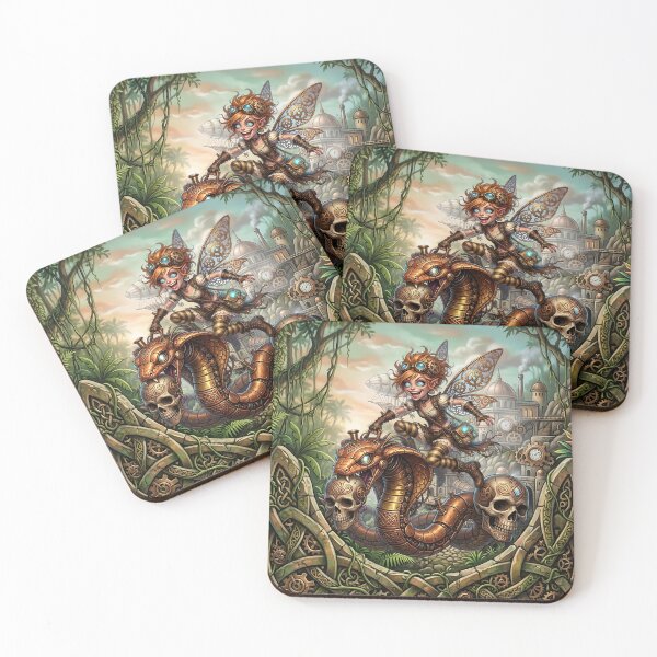 Item preview, Steampunk Fairy Riding a Mechanical Cobra designed and sold by nicky2342.