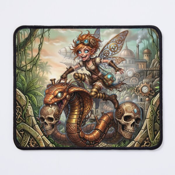 Item preview, Steampunk Fairy Riding a Mechanical Cobra designed and sold by nicky2342.