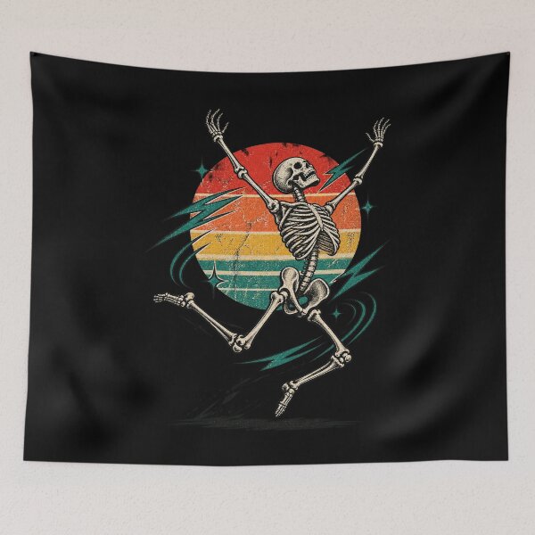Item preview, Dancing Skeleton Retro Vintage Sunset Happy Vibes Design designed and sold by PaulaRyan1.