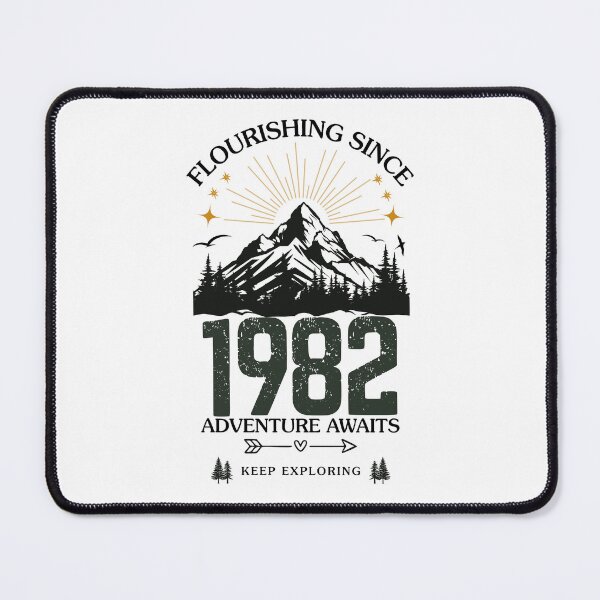Item preview, 1982 Flourishing Since Mountain Adventure Birthday Design designed and sold by FlareCraftStudio.