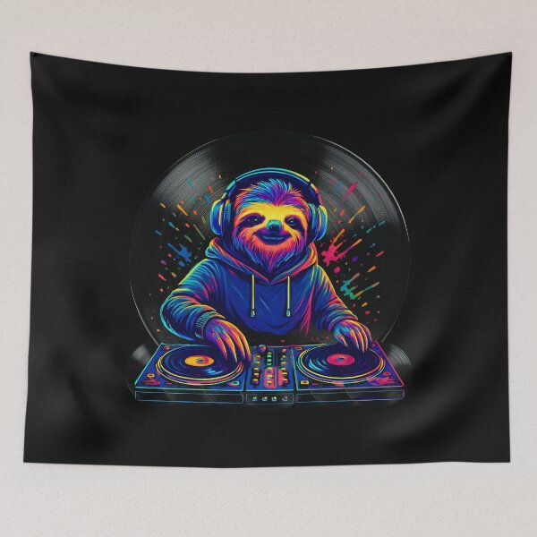 Item preview, Colorful Vinyl DJ Sloth Music Lover Funny Animal Turntable designed and sold by Genius Geek.