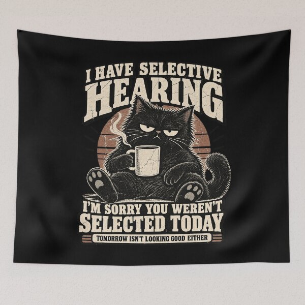 Item preview, I Have Selective Hearing Funny Grumpy Black Cat Coffee Design designed and sold by PaulaRyan1.