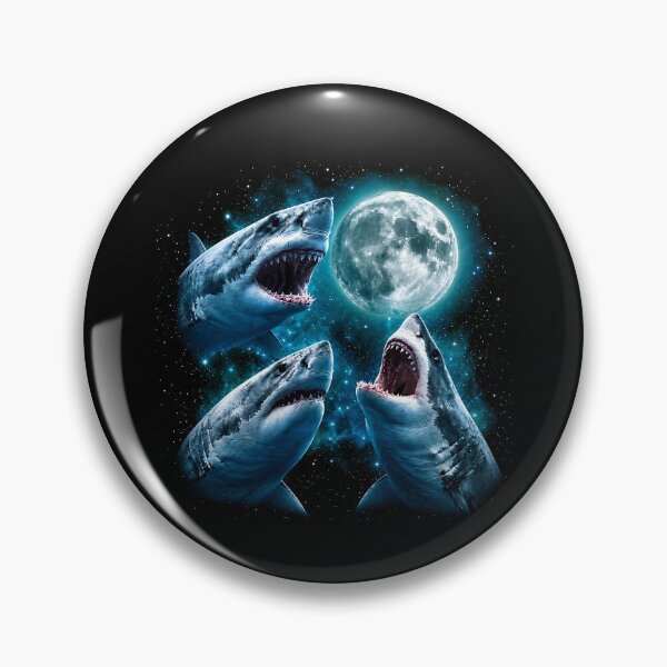 Item preview, Three Shark Moon Howling At The Moon Vintage 90s designed and sold by dexlawpie.