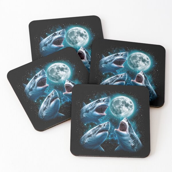 Item preview, Three Shark Moon Howling At The Moon Vintage 90s designed and sold by dexlawpie.