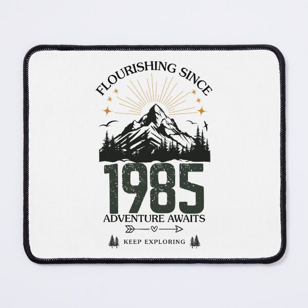 Item preview, 1985 Flourishing Since Mountain Adventure Birthday Design designed and sold by FlareCraftStudio.