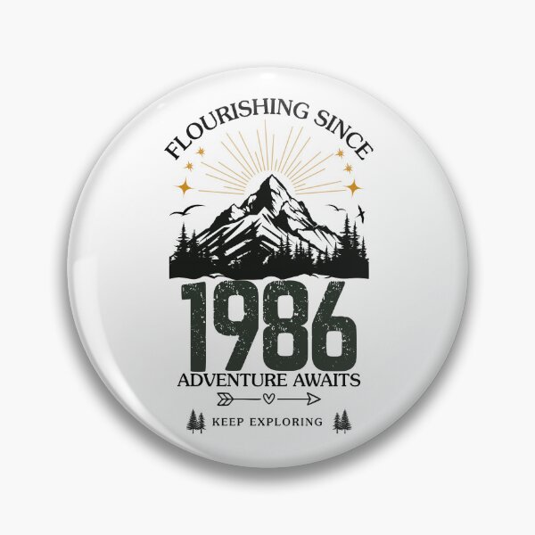 Item preview, 1986 Flourishing Since Mountain Adventure Birthday Design designed and sold by FlareCraftStudio.