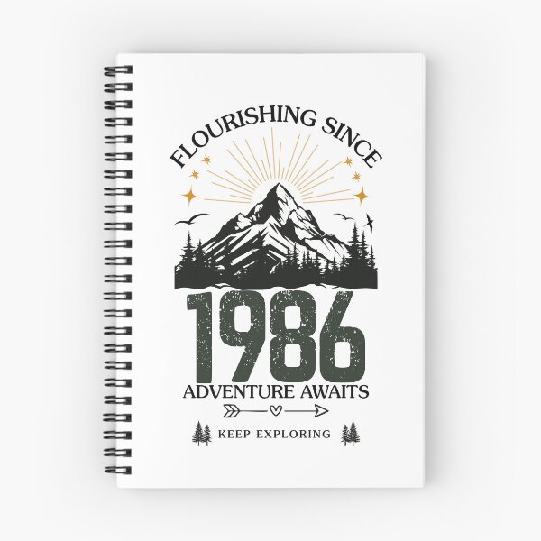 Item preview, 1986 Flourishing Since Mountain Adventure Birthday Design designed and sold by FlareCraftStudio.