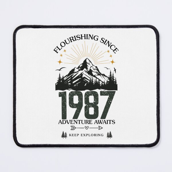 Item preview, 1987 Flourishing Since Mountain Adventure Birthday Design designed and sold by FlareCraftStudio.