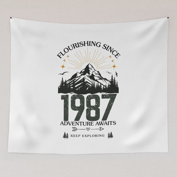 Item preview, 1987 Flourishing Since Mountain Adventure Birthday Design designed and sold by FlareCraftStudio.