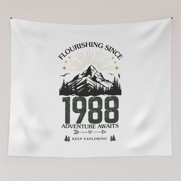 Item preview, 1988 Flourishing Since Mountain Adventure Birthday Design designed and sold by FlareCraftStudio.