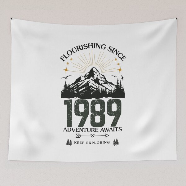 Item preview, 1989 Flourishing Since Mountain Adventure Birthday Design designed and sold by FlareCraftStudio.