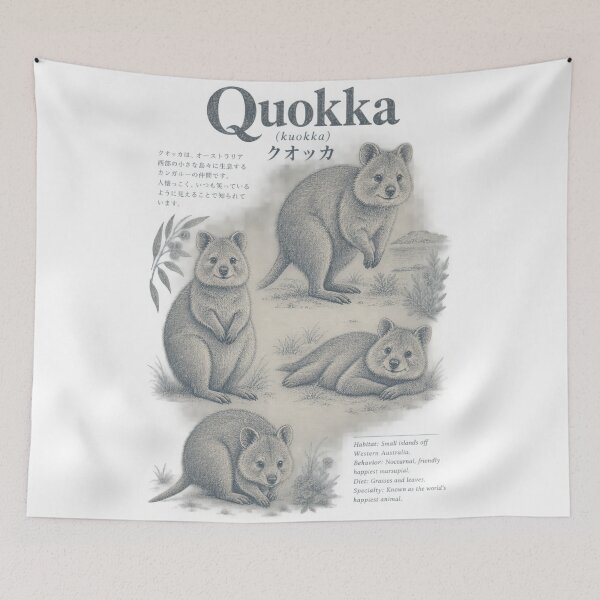 Item preview, Quokka Zoology Vintage Naturalist Field Guide Illustration Art designed and sold by Yellowriversss.
