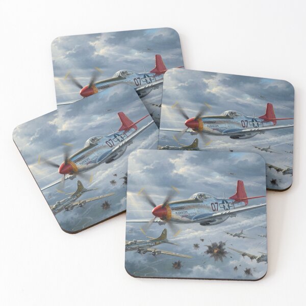 Item preview, Tuskegee Red Tail P-51 Bomber Escort Illustration designed and sold by Airpower Art.