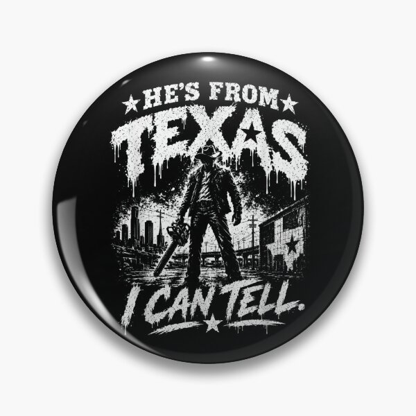Item preview, He's From Texas I Can Tell Chainsaw Horror Halloween Vintage Graphic designed and sold by MaremmaStudio.