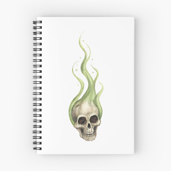 Item preview, Watercolor Human Skull with Green Magic Fire designed and sold by AlinaMel.