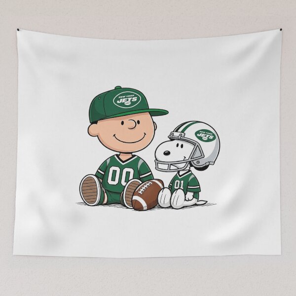 Item preview, Snoopy And Charlie Brown New York Jets Football Fan designed and sold by DamianRoy88.