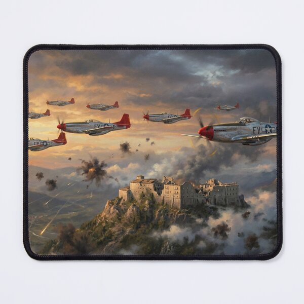 Item preview, Tuskegee Red Tail Mountain Fortress Illustration designed and sold by Airpower Art.
