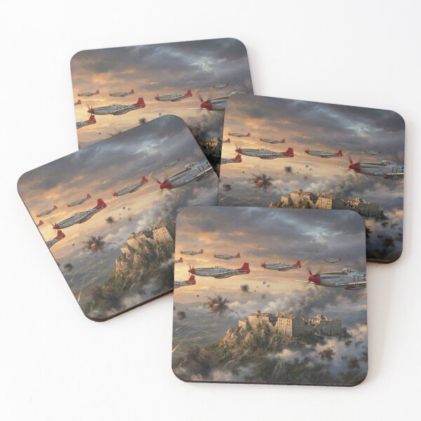 Item preview, Tuskegee Red Tail Mountain Fortress Illustration designed and sold by Airpower Art.