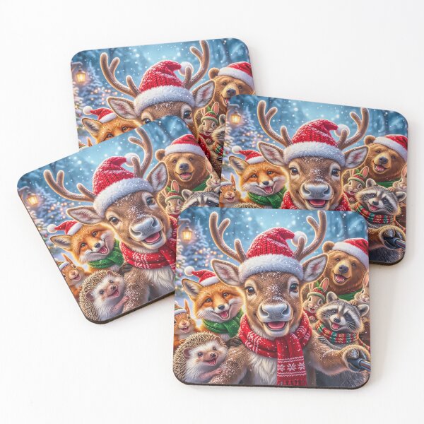 Item preview, Animal Christmas Selfie with Woodland Friends Whimsical Holiday Illustration designed and sold by acceleratorhams.