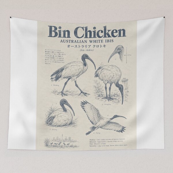Item preview, Bin Chicken Ibis Bird Zoology Australian White Ibis Naturalist Field Guide Art designed and sold by Yellowriversss.