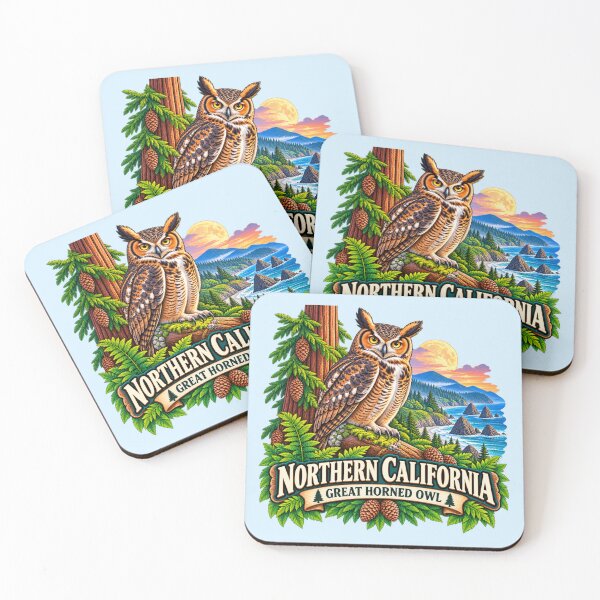 Item preview, Northern California, Great Horned Owl, Redwood Coast designed and sold by Myra365Art.