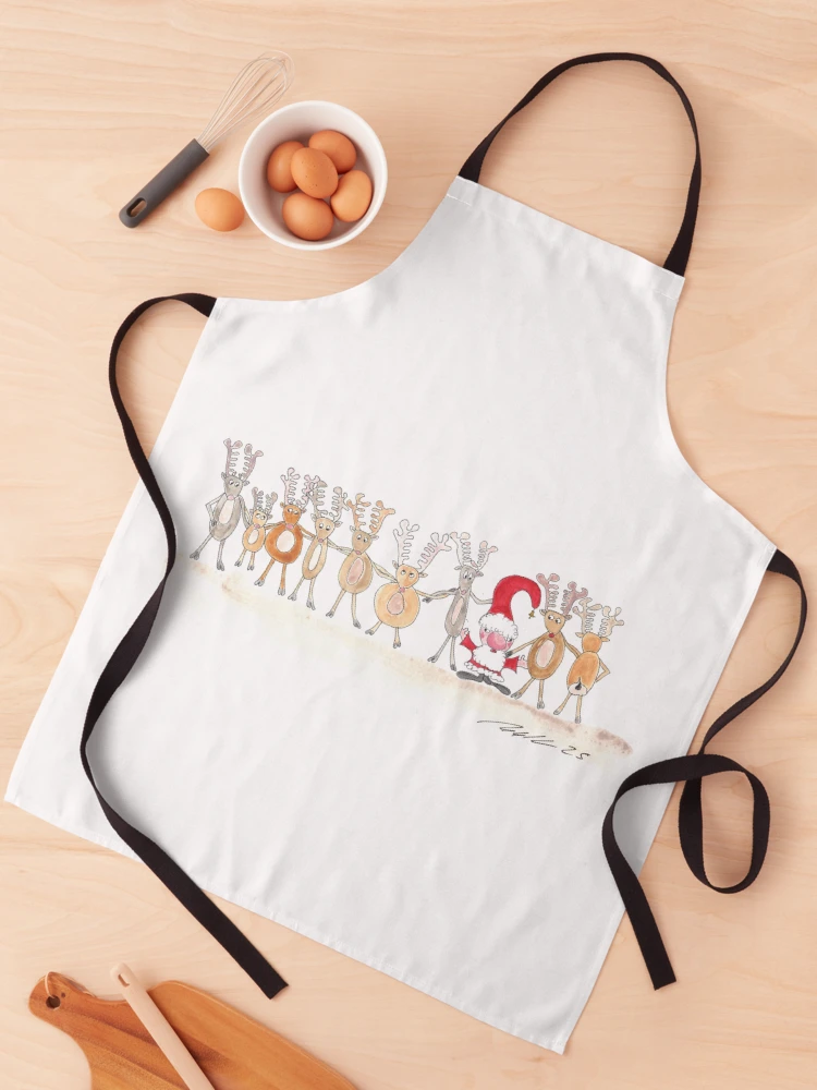Thumbnail 1 of 6, Apron, Reindeer Chorus Line, Rentier Chorus Line, designed and sold by Anke‘s Bazaar.