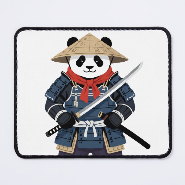 Item preview, Cute Panda Samurai Warrior with Katana Sword and Bamboo Hat designed and sold by seven things shop.