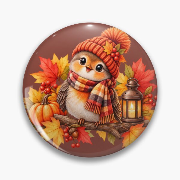 Item preview, Cozy Autumn Bird with Pumpkin and Lantern designed and sold by blankTeeShirt.