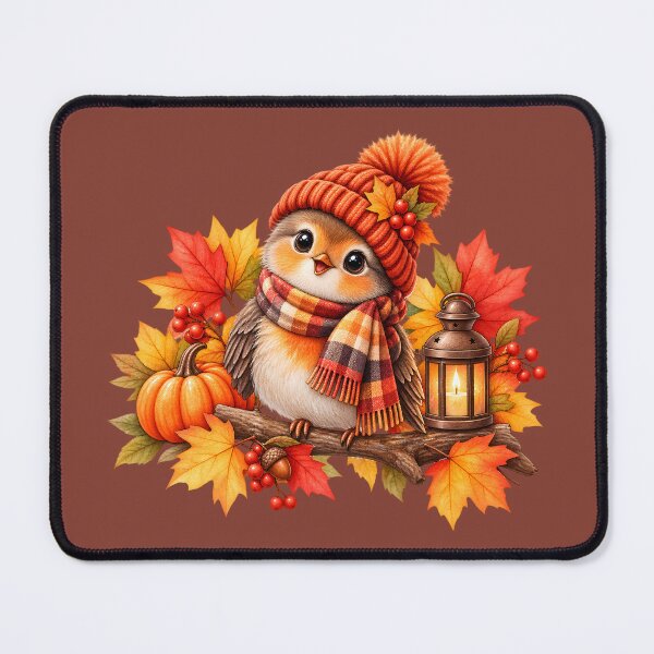 Item preview, Cozy Autumn Bird with Pumpkin and Lantern designed and sold by blankTeeShirt.